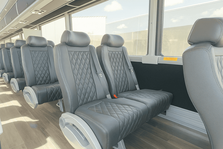 interior of Plantation Minibus Company charter bus