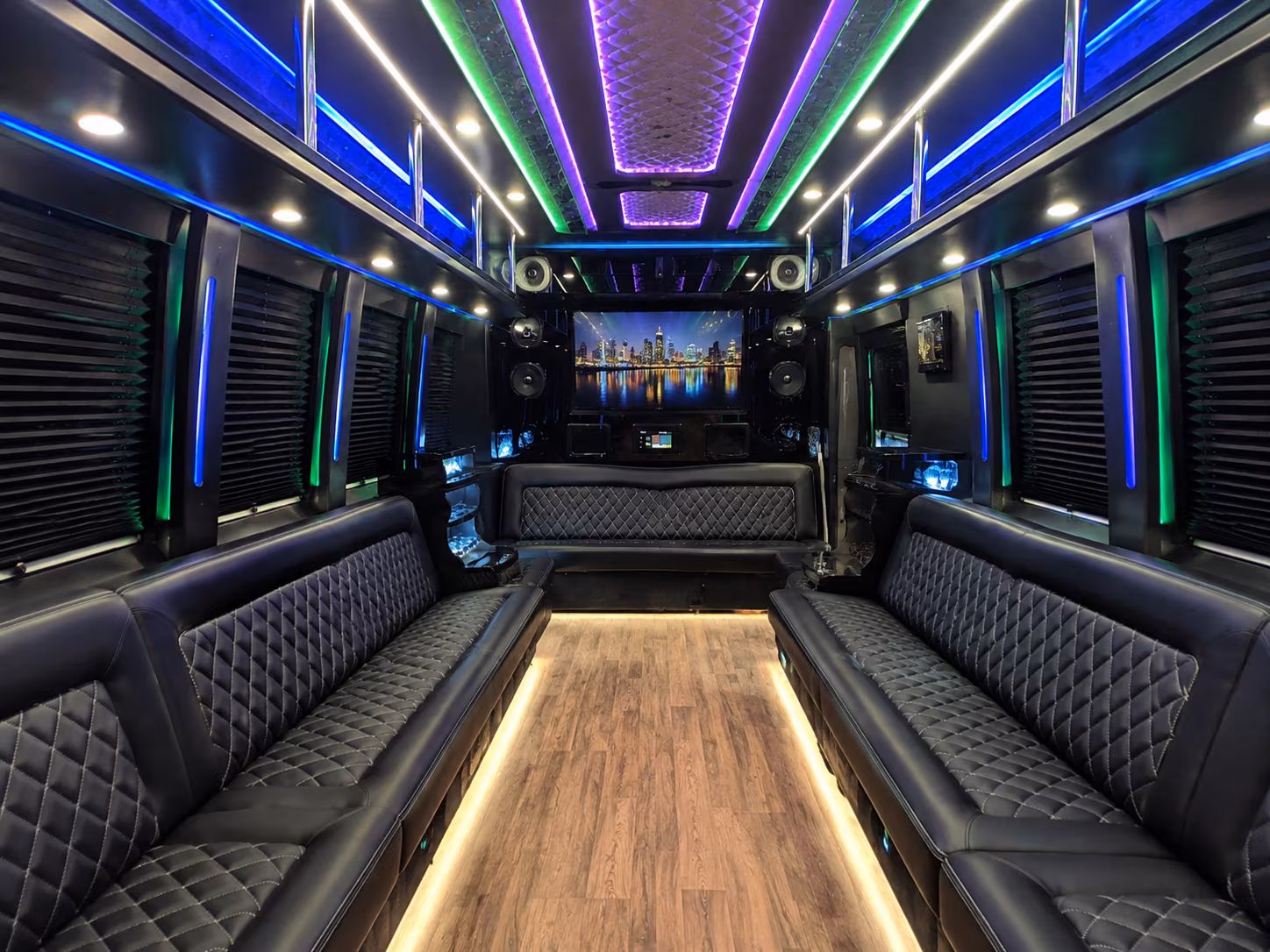 plantation 25 passenger party bus interior