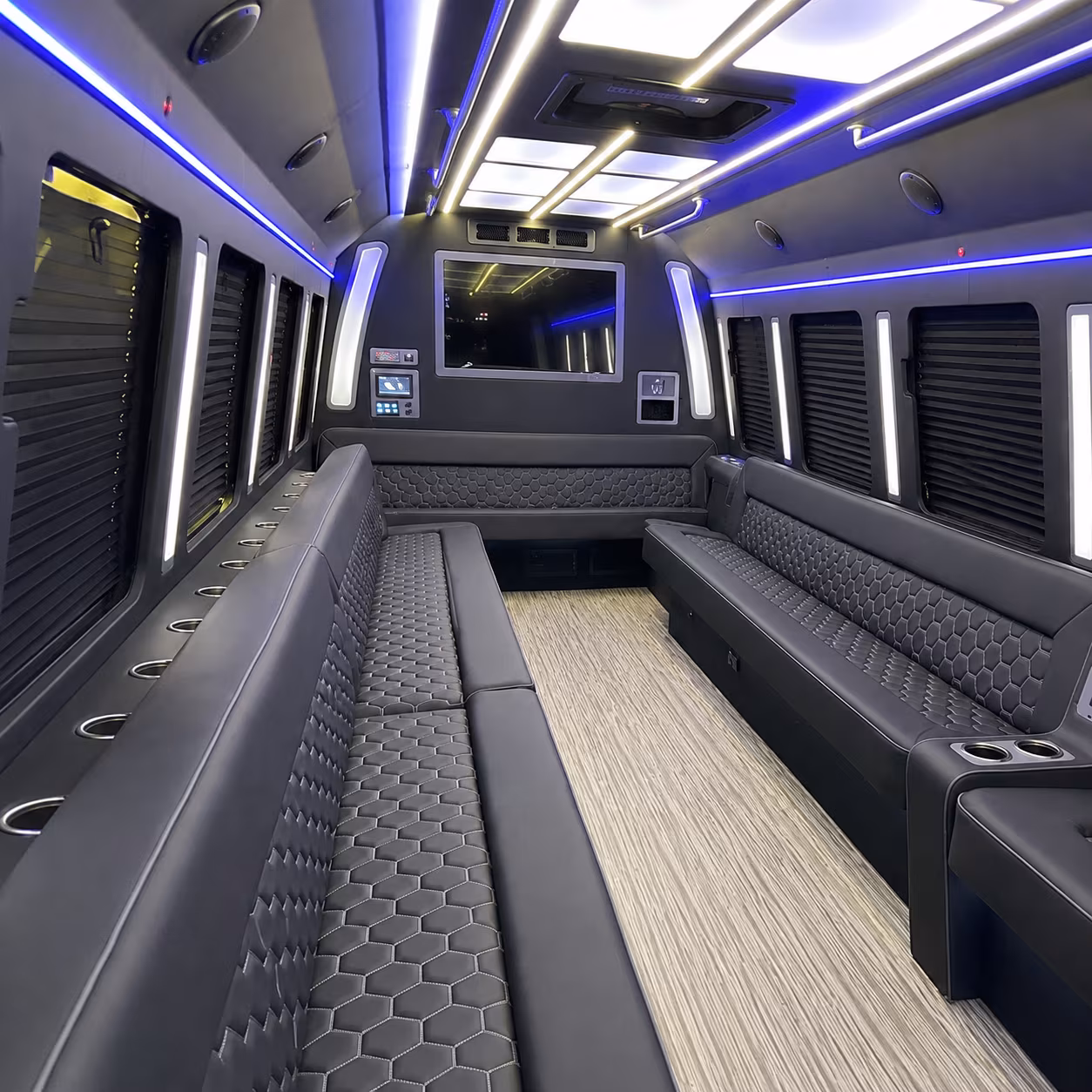 plantation 40 passenger party bus inside