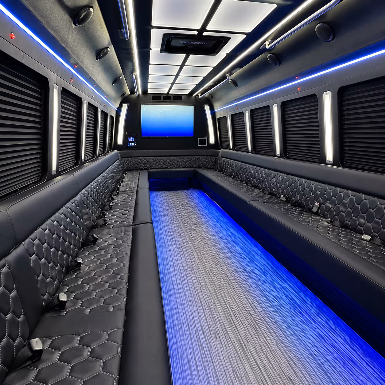 plantation 50 passenger party bus inside